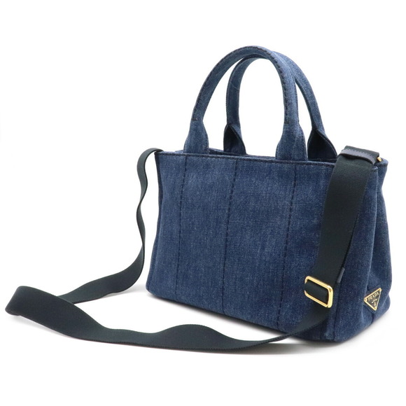Prada Canapa Bleu Bag Shoulder 2WAY Canvas Denim Blue - Picture 1 of 9